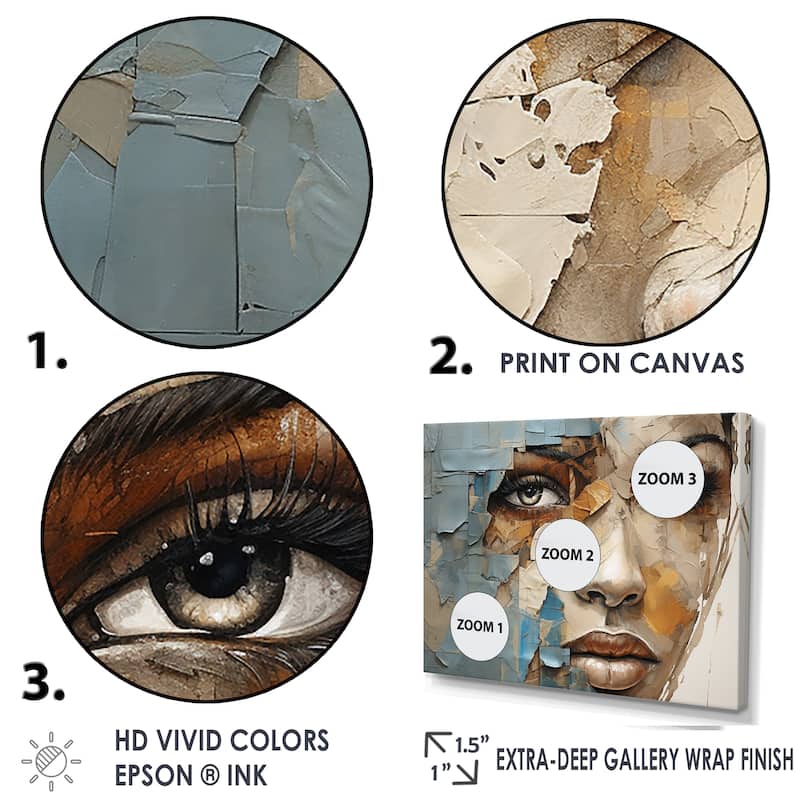 Designart "Paint Collage African Woman I" African American Art Framed Wall Art Prints