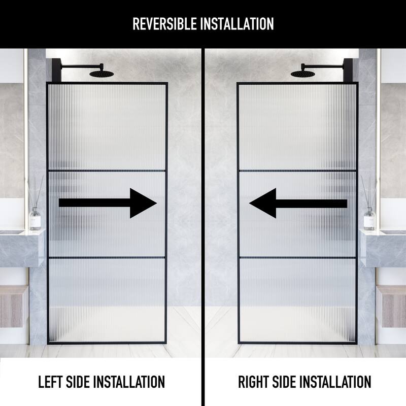 VIGO Divide 34" W x 74" H Framed Fixed Shower Screen in Matte Black