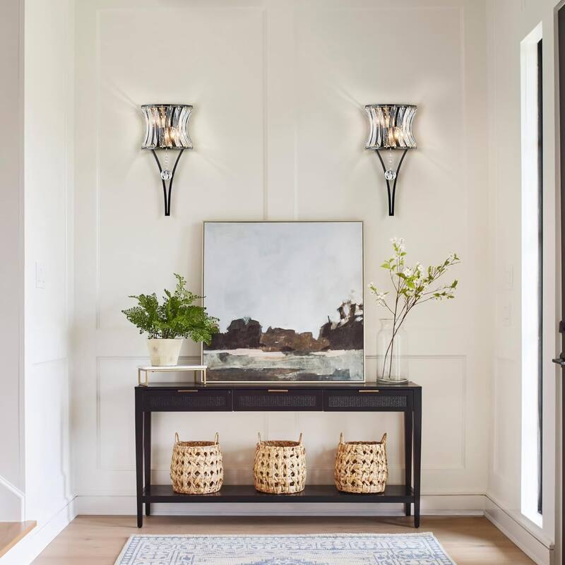 2 Light mount light black wall light metal, crystal bedroom light