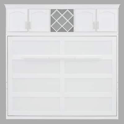 Space-Saving Queen Murphy Bed with Cabinets and Wine Rack, Foldable Wall Bed