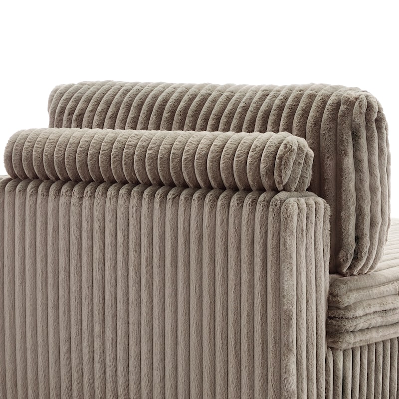 42" W Plush Corduroy Upholstered Chaise Lounge Sleeper for Living