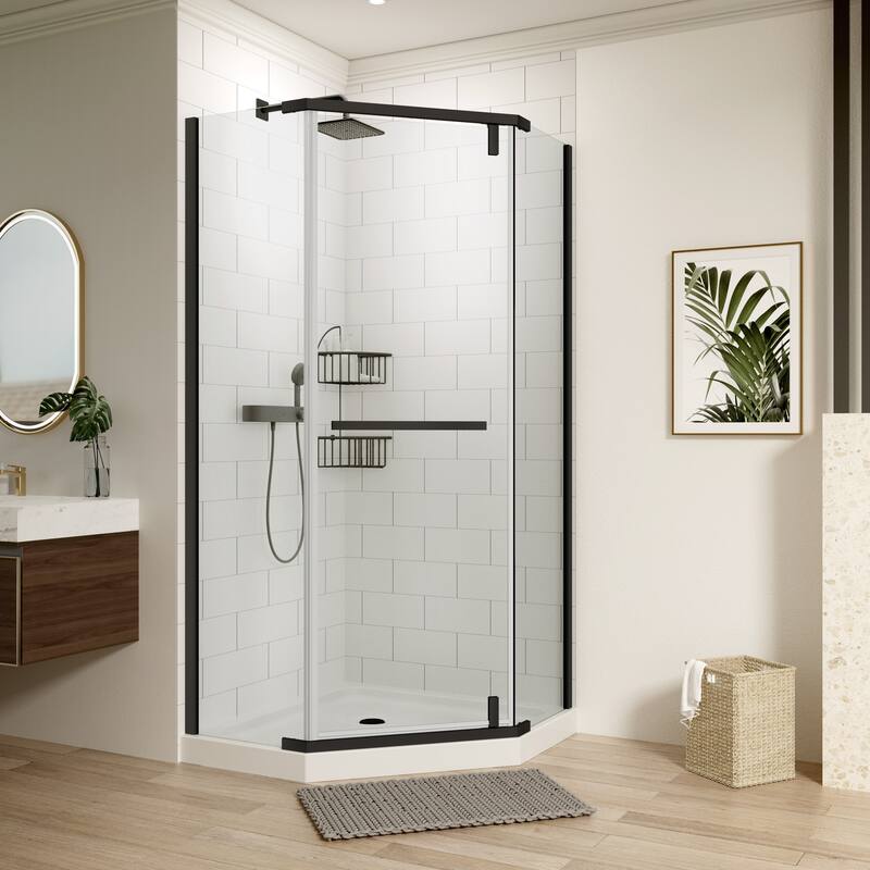 34.75'' W x 72'' H Semi-Frameless Neo-Angle Pivot Shower Door - 34.75" X 34.75" X 72"