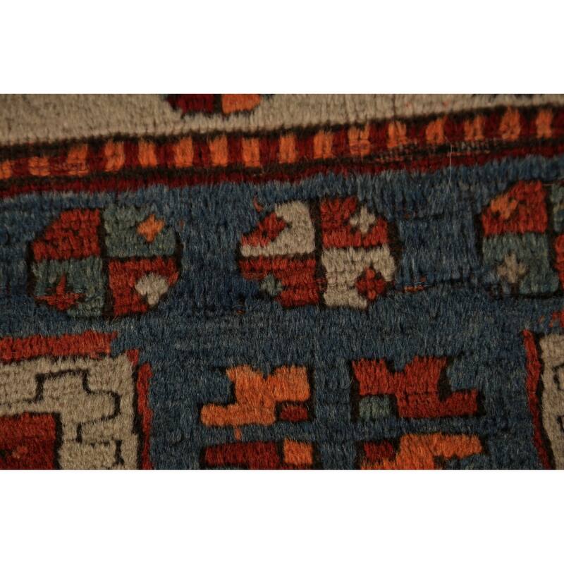 Hand Knotted Oriental 100% Wool Carpet Traditional Geometric Red Kazak Area Rug - 4' 9'' X 4' 0''