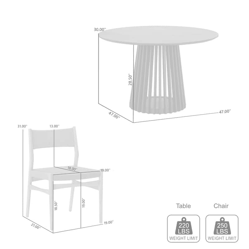 Pasadena Erie 5 Piece Round Dining Set with Paper Cord Chairs