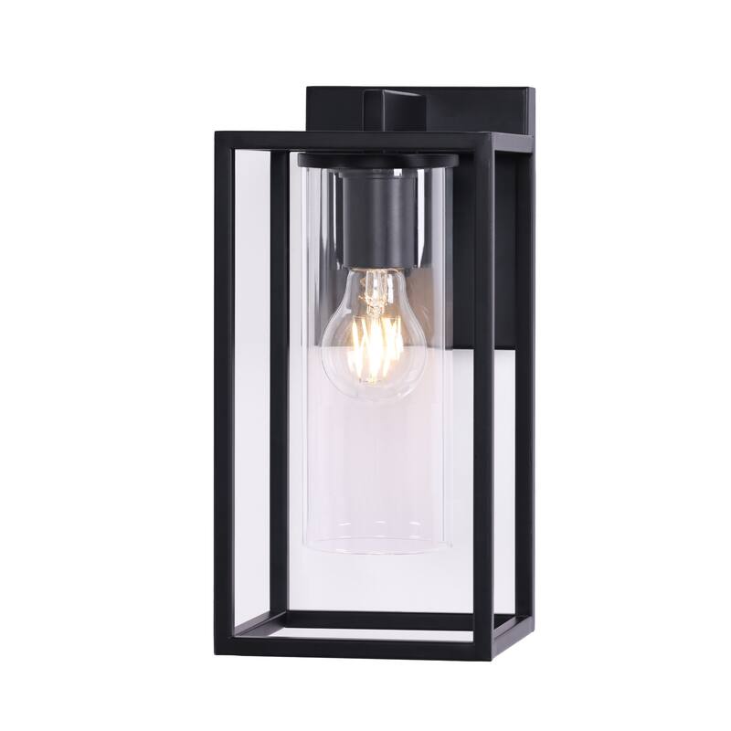 Metal 1-Light Clear Glass Outdoor Wall Sconce Light