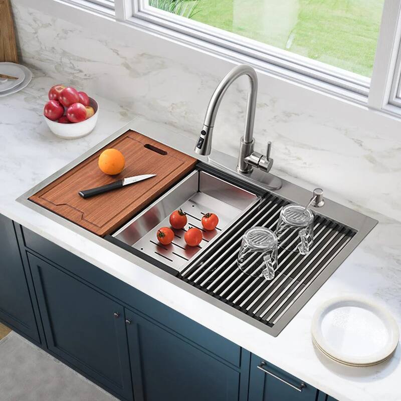DORNBERG 33 Inch Kitchen Sink Single Bowl Sink in Stainless Steel