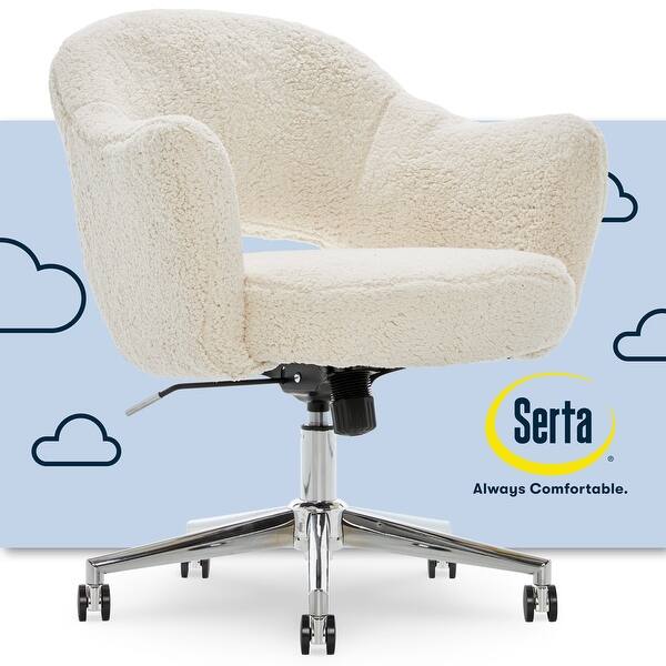 slide 2 of 27, Serta Valetta Home Office Chair, Home Desk Chair with Memory Foam Padding, Chrome-Finished Stainless-Steel Base, White