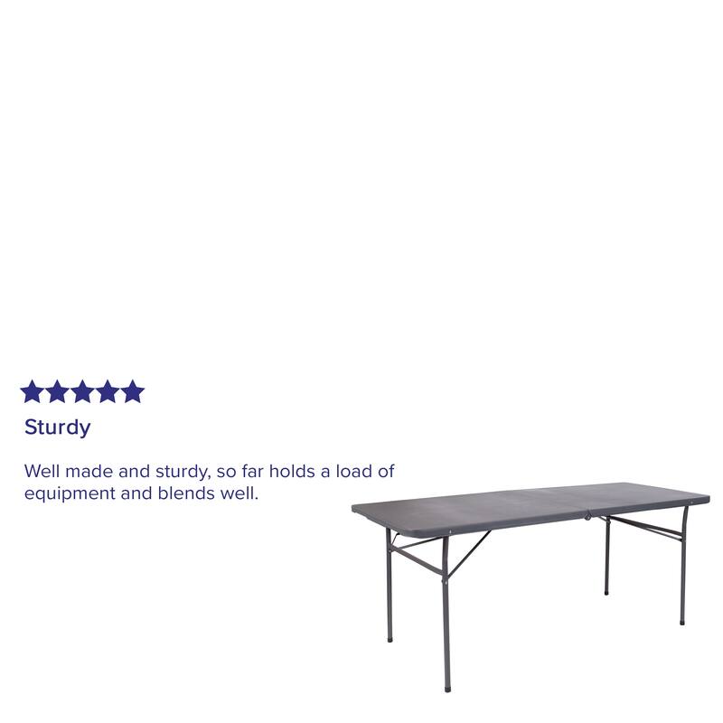 30"W x 72"L Bi-Fold Plastic Banquet and Event Folding Table with Carrying Handle - 72"D x 30"W x 29"H