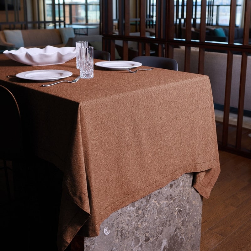 Brittany Hemstitch Woven Cotton Rich Tablecloth - 60"x102" - Burnt Orange