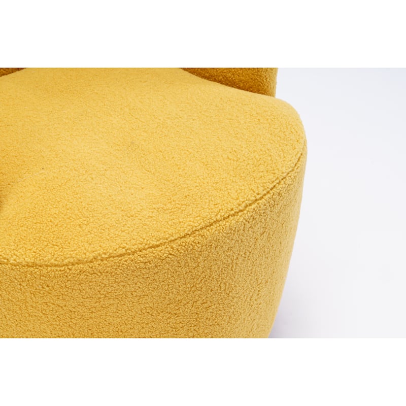 Yellow Modern 25.6" Upholstered Swivel Barrel Chair with Black Powder Coating and Metal Ring