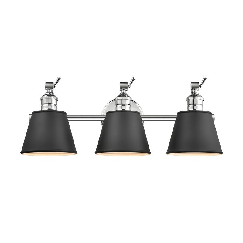 Millennium Lighting Layne Vanity Fixture in Multiple Finishes with Metal Shades - 3 Light - Chrome