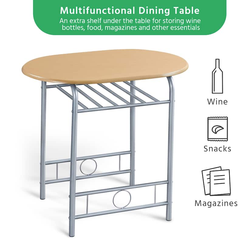 Yaheetech Modern Round Dining Table Set, 3 Piece Dining Room Sets for Kitchens, Apartments