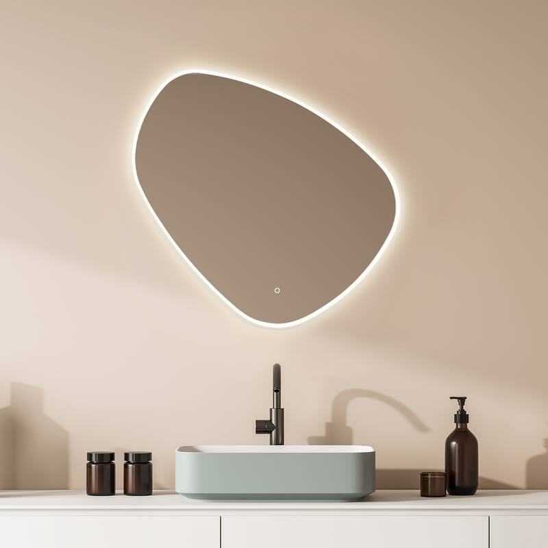 Altair Rasso Novelty Frameless Modern Bathroom Vanity LED Lighted Wall Mirror - 39"W x 38"H Inch