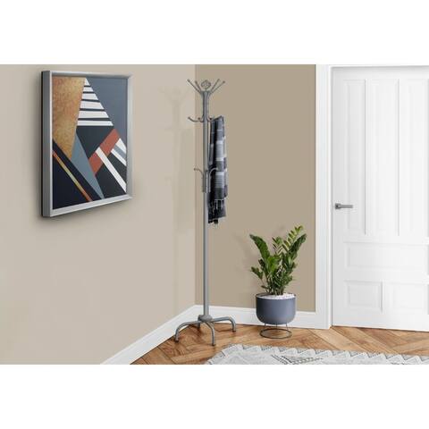 Offex Silver Metal 74"H Coat Rack