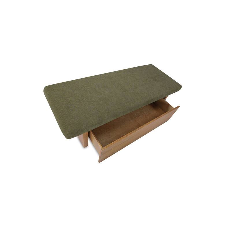 Title: NADAAL STUDIOS Nadaal Orielle Storage Bench, Linen‑Blend Chenille Seat with Oak Veneer Base Oat
