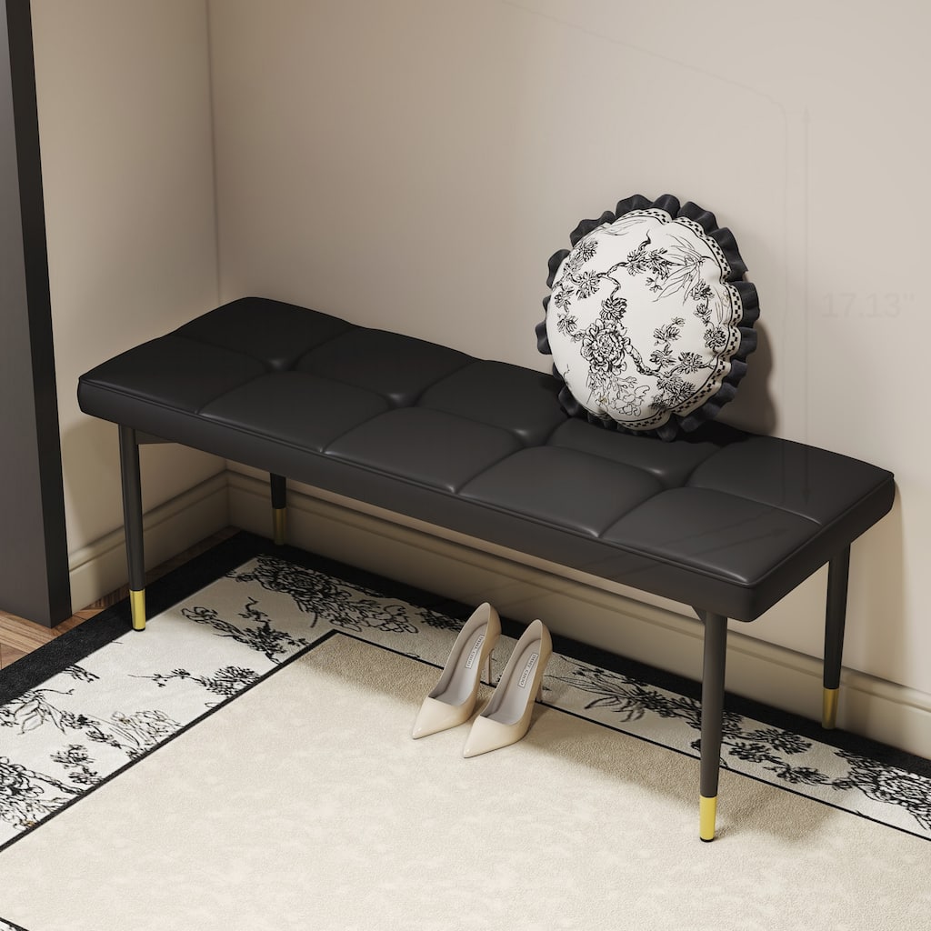 47*16 Inch Multifunctional Black Shoe Bench