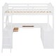 preview thumbnail 10 of 10, Wooden Full Loft Bed with U-shaped Desk, White