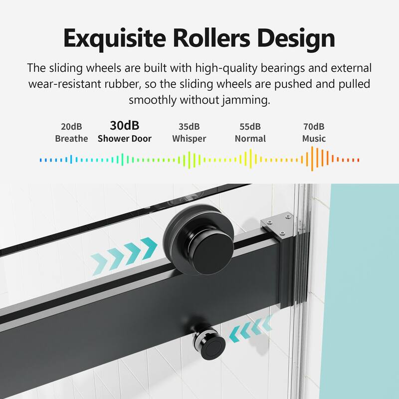 56-60 inches W *76 inches H Frameless Double Sliding - Black