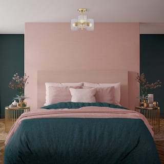 Aries 15 in. 3-Light Brushed Gold Transitional Semi Flush Mount Light