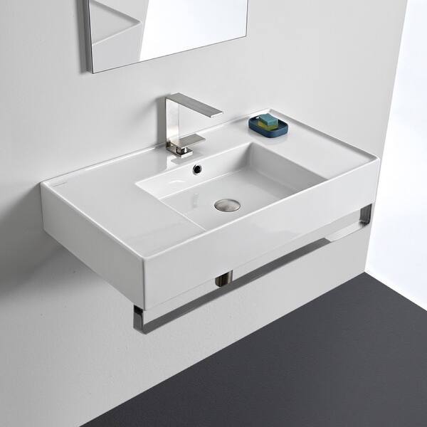 Nameeks Scarabeo 5123 Tb Teorema 2 0 32 Rectangular Ceramic Wall Mounted Bathroom Sink With Overflow And Towel Bar Nameeks Scarabeo 5123 Tb Teorema 2 0 32 Rectangular Ceramic Wall Mounted Bathroom Sink With Overflow And Towel Bar