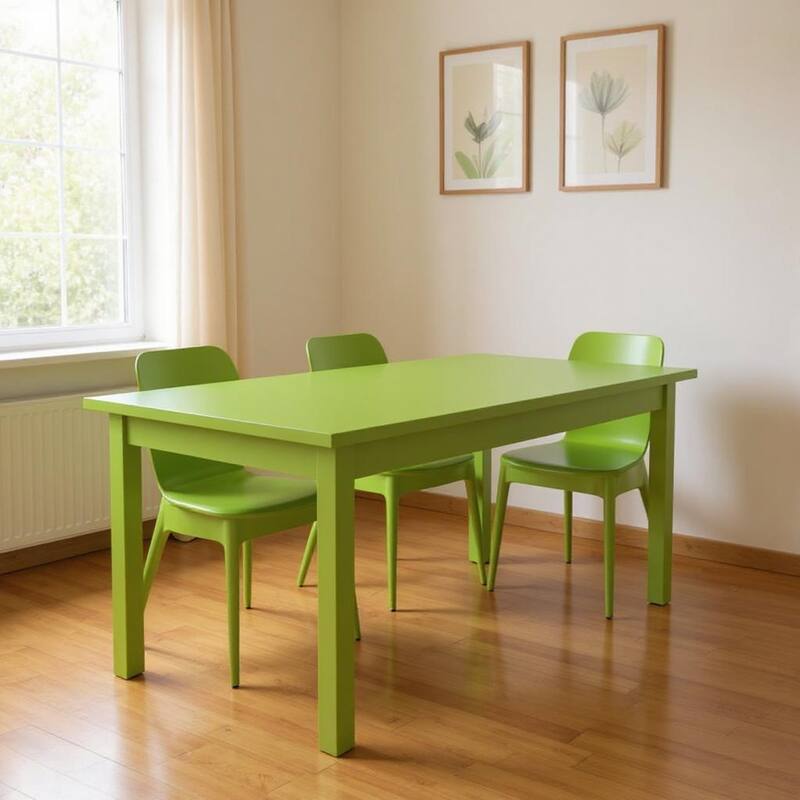 HomeRoots 60" Chartreuse Solid Wood Dining Table - 60.00 in. x 30.00 in. x 27.00 in. - Chartreuse - 60.00 in. x 30.00 in.  x 27.00 in.