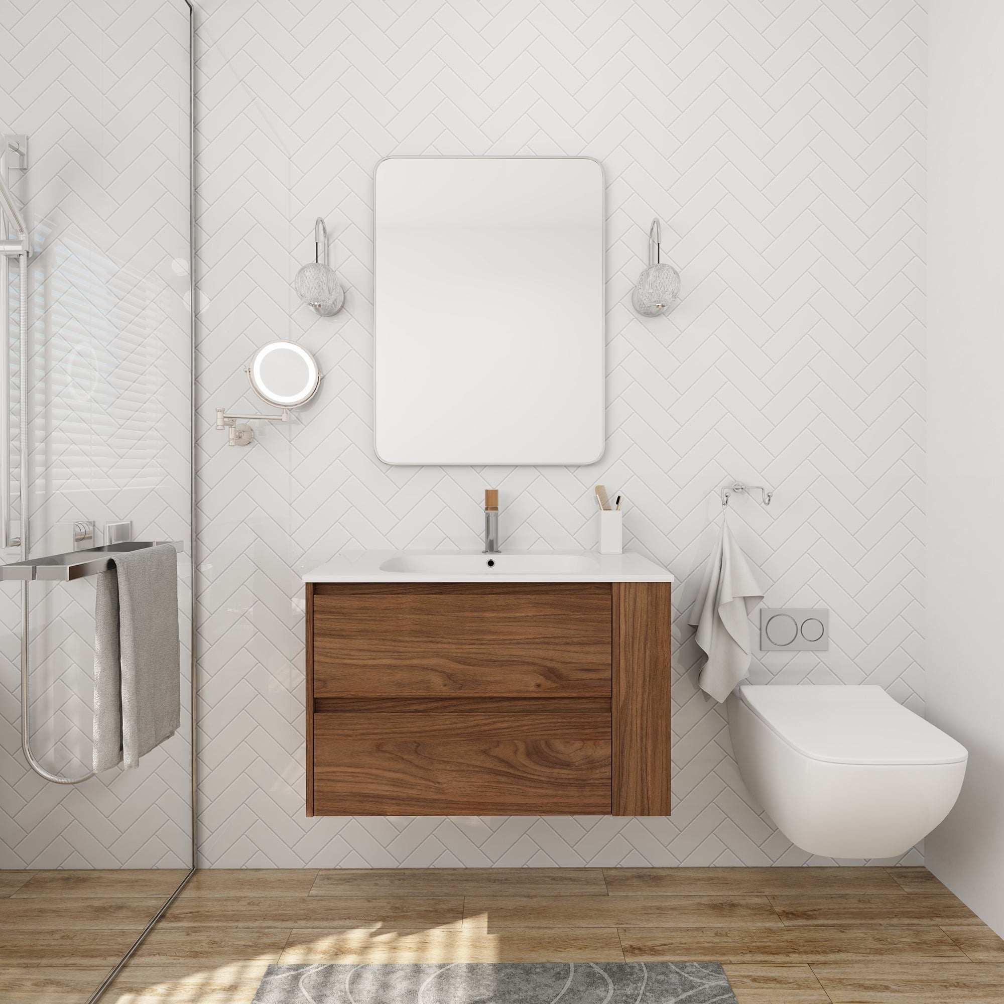 30 in. x 18 in. Bathroom Vanity Organizer Combo Storage Cabinet Set with  Undermount Sink, White