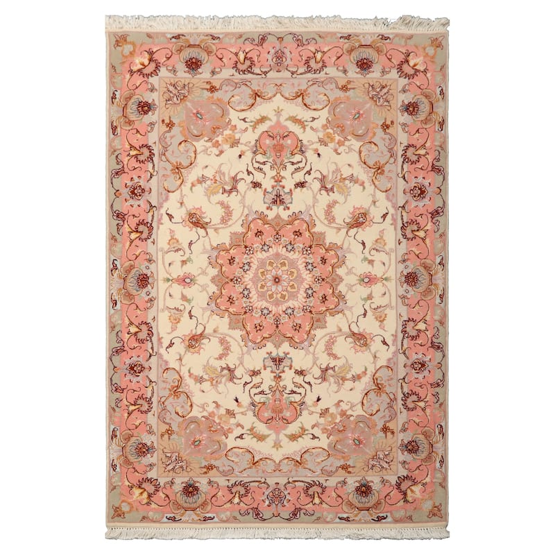 3'5''x5'3'' Hand Knotted Wool Ivory Traditional 300 KPSI Rug - 3' 5'' x 5' 3'' - 3' 5'' x 5' 3''