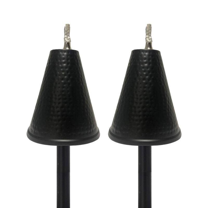 Large Hawaiian Cone Tiki Torch - Steel - Hammered Patina - 2 Pack