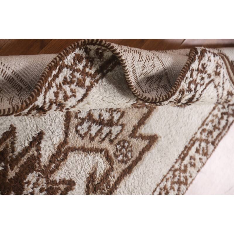Tribal Anatolian Turkish Runner Rug Handmade Beige Wool Carpet - 3'6"x 11'9"