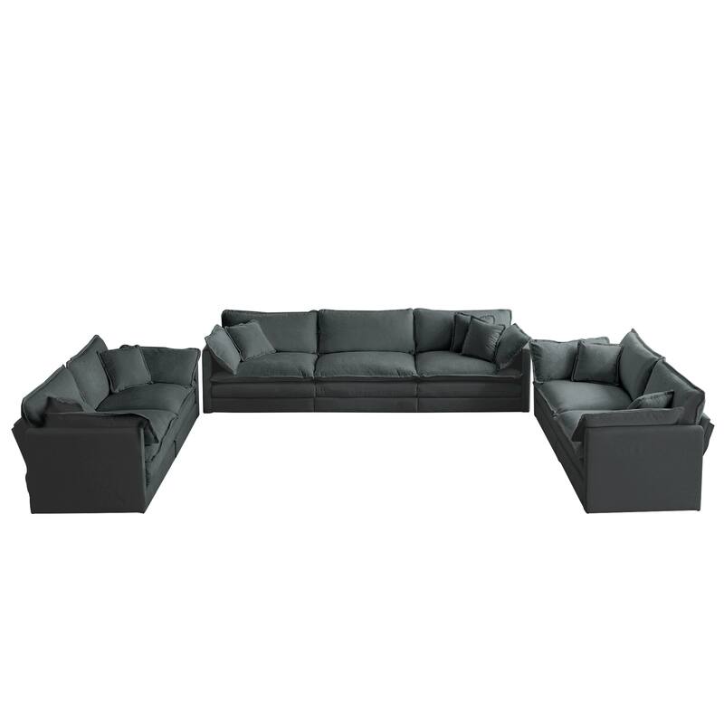 Roomfitters 3-Piece Oversized Modular Sofa Set, One 3-Seater & Two 2-Seater Deep Seat Chenille Couches