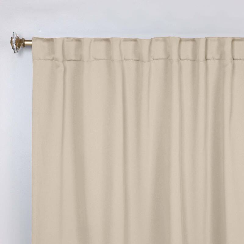 Superior Solid Machine Washable Room Darkening Curtains with Back Tabs, Set of 2