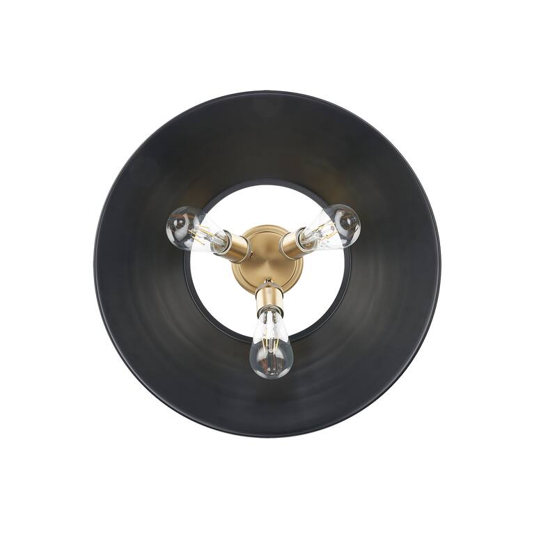 Yep by Golden Lighting Orwell 3-light Flush Mount in Brushed Champagne Brass and Matte Black shade - Gold