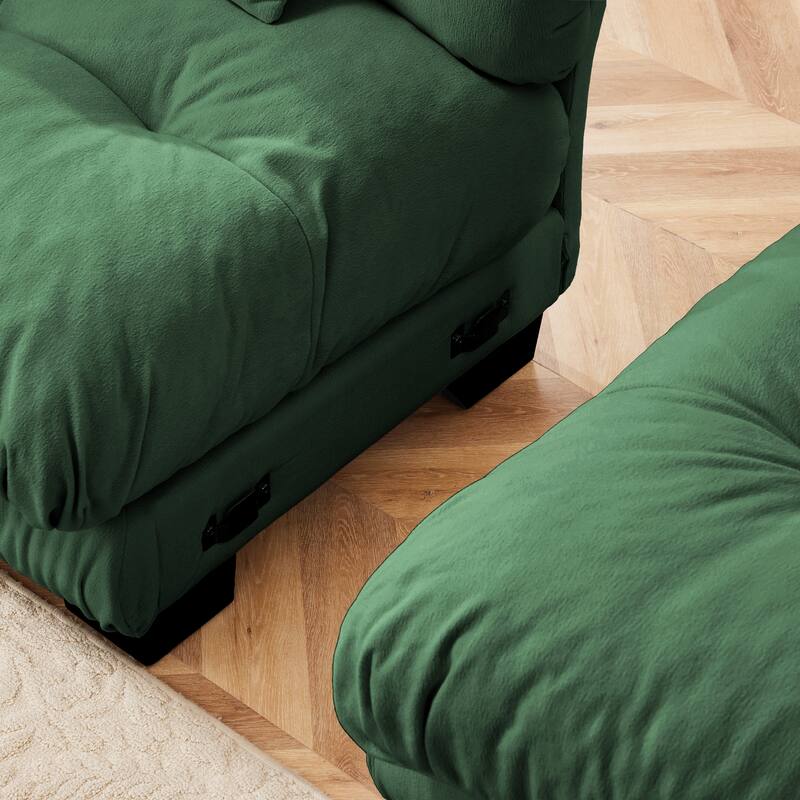 Roomfitters 3-Seater Modular Chenille Sofa, Deep Seat Cloud Couch with Round Bolster Armrests