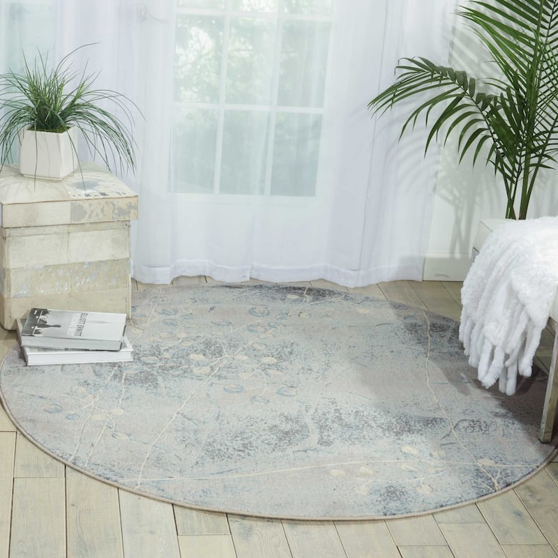 Copper Grove Oxford Floral Area Rug - Blue - 5'6" round