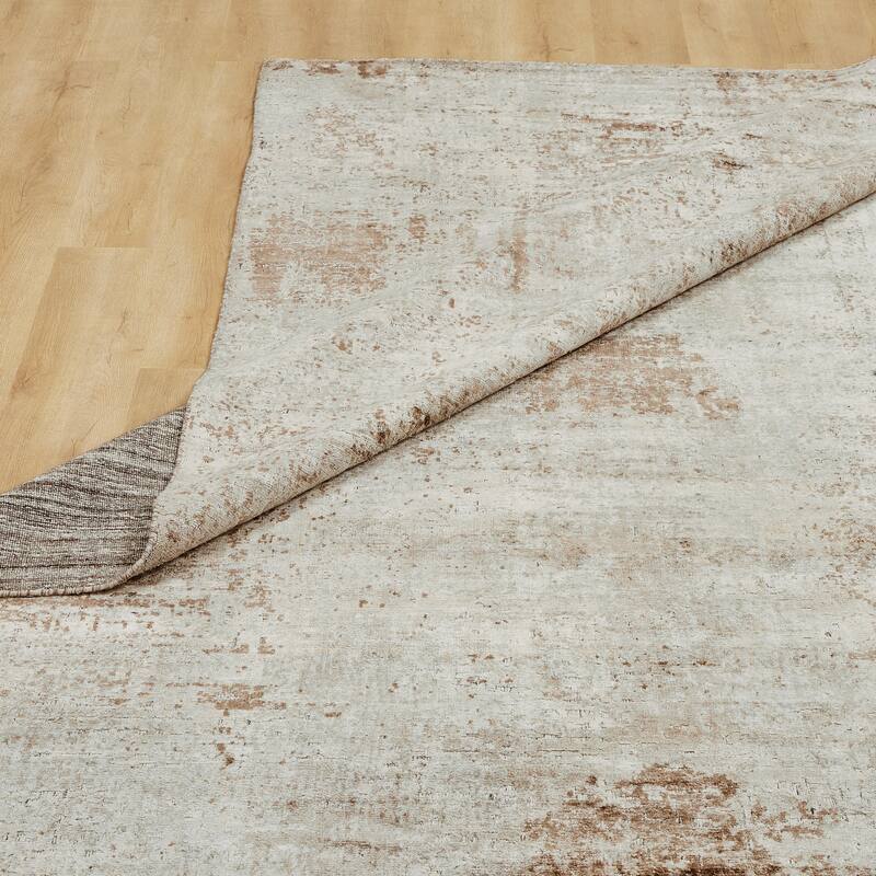 Urban Distress Abstract Brown Handmade Area Rug