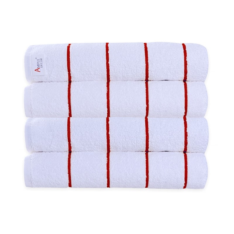 Superior Cotton Beach Towel Cabana Striped by Ample Decor- Pack of 4 - 30" x 68"