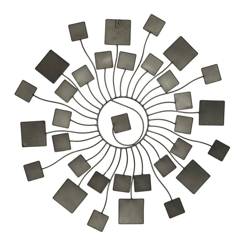 Multi Colored Metal Wire Sunburst Home Wall Decor with Square Shaped Accents