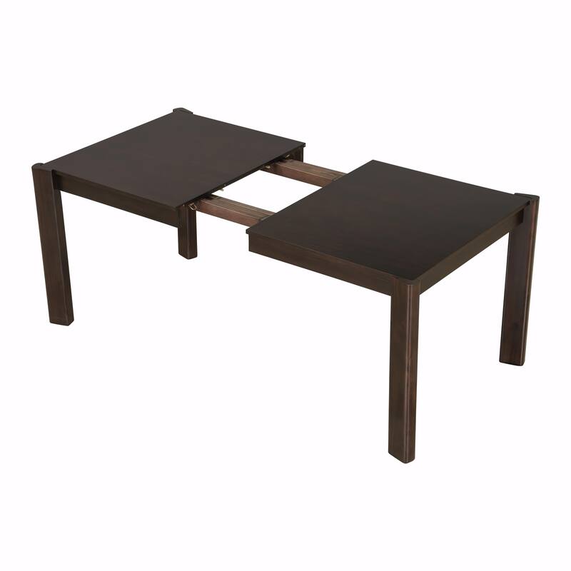 Extendable Solid Wood Dining Set - Rattan Chairs