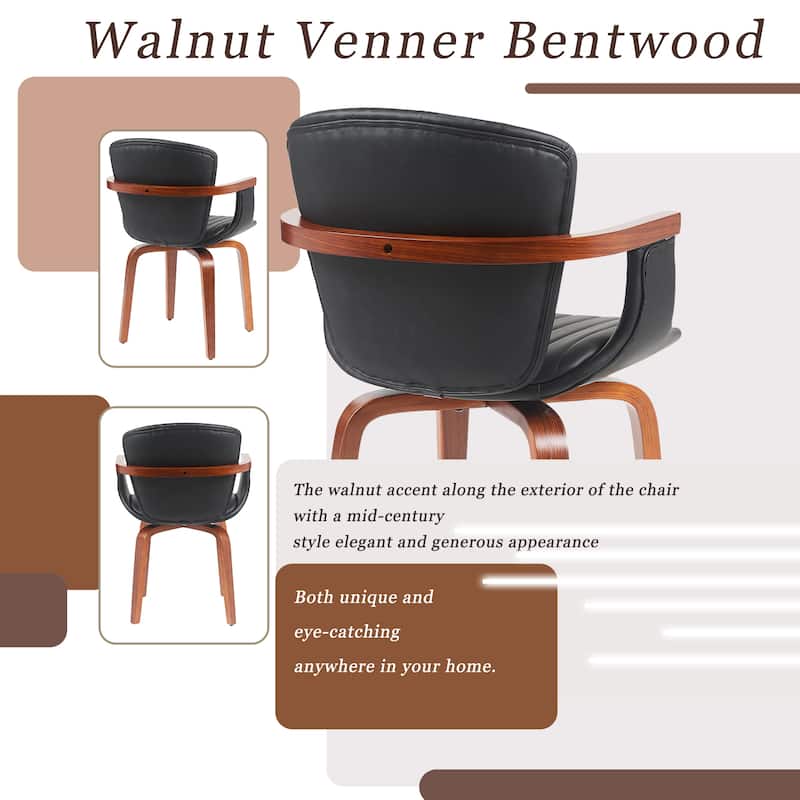 2-Piece Swivel Bar Stool Dining Chairs Accent Chairs with Heat-Pressed PU Leather Upholstery and Wood Frame