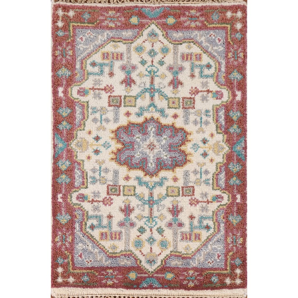 Geometric Kazak Accent Rug Hand-Knotted Wool Carpet - 2'0"x 3'0"