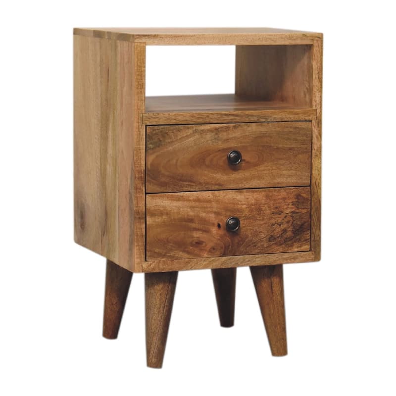 Artisan Furniture Solid Wood Mini Oak-ish Classic Open Nightstand