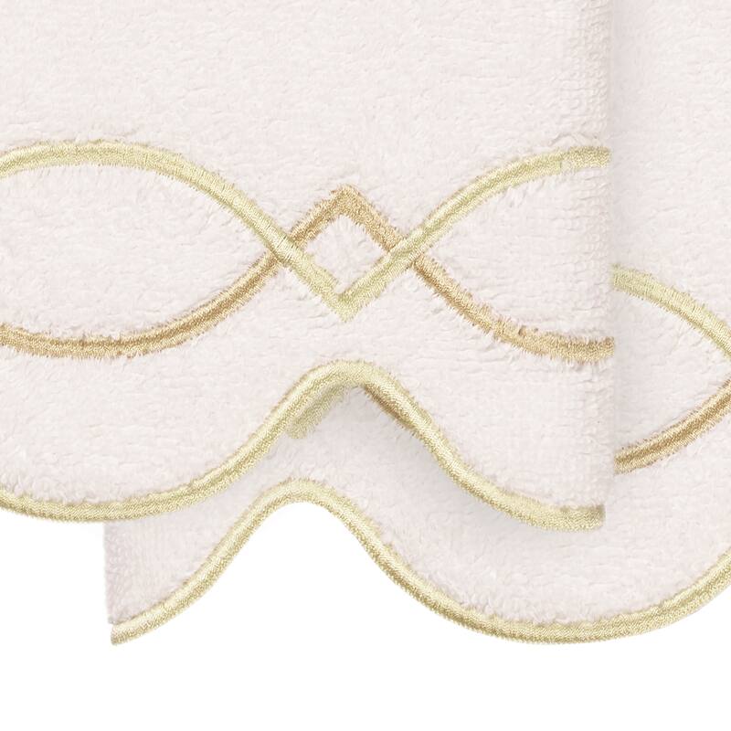 Authentic Hotel and Spa 100% Turkish Cotton DIAMOND CHAIN Scallop Embellished Towel Collection