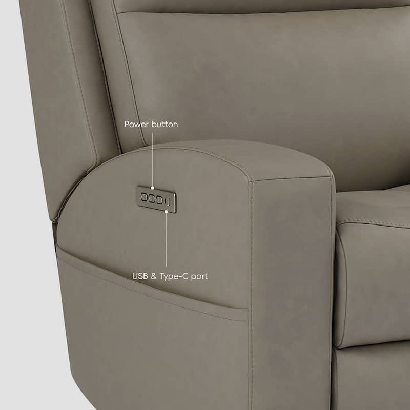 39''W Genuine leather Triple-Power Reclining with Extendable Footrest and USB/USB-C Ports