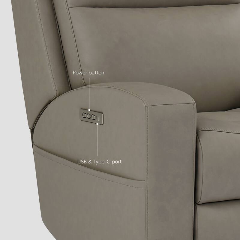 75''W Genuine Leather Triple-Power Loveseat with Wireless Charging & Pop-Out Cupholders