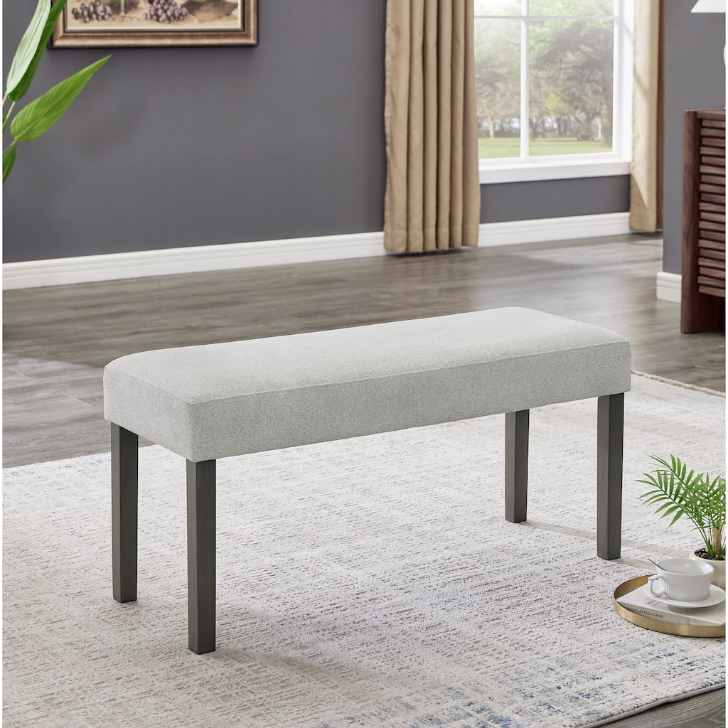 Selena Light Gray Fabric Upholstered 40" Bench with Dark Gray Wood Frame - Modern Entryway & Bedroom Seating
