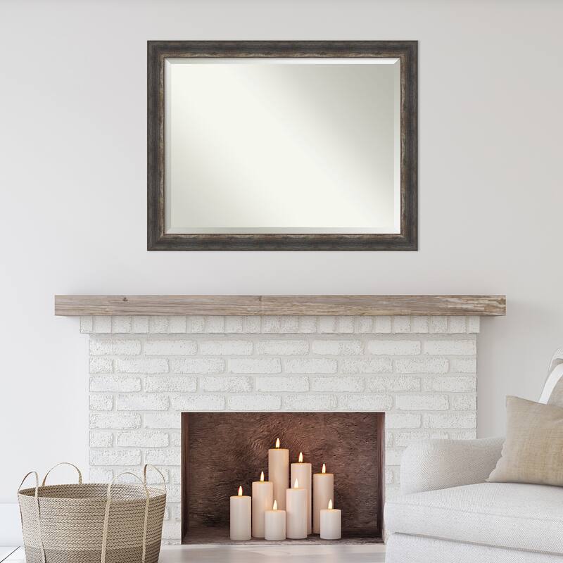 Beveled Wall Mirror - Bark Rustic Char Frame