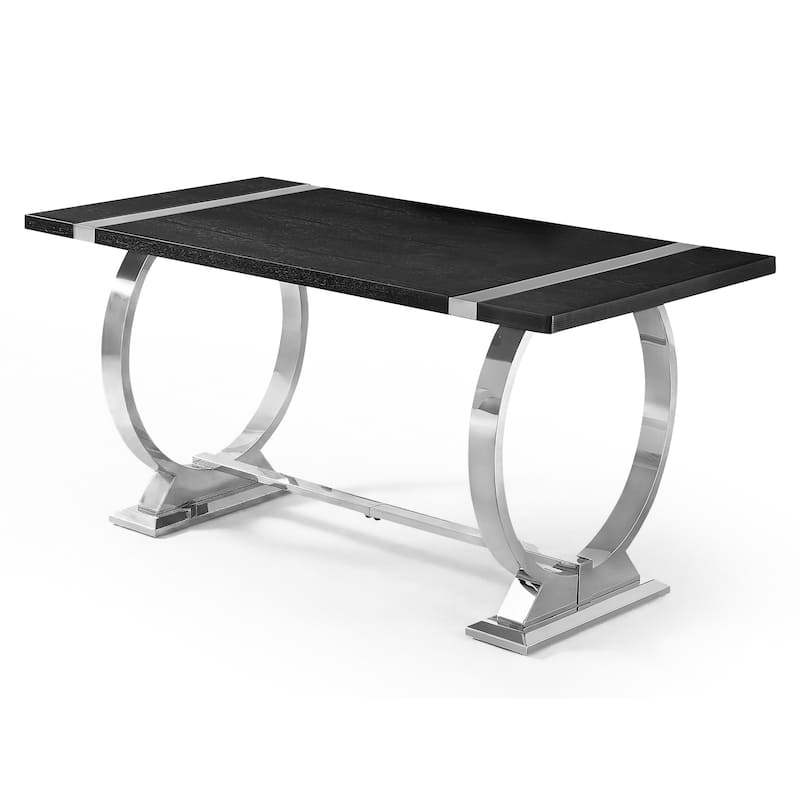 Furniture of America Carra Glam Stainless Steel Base 60-inch Dining Table