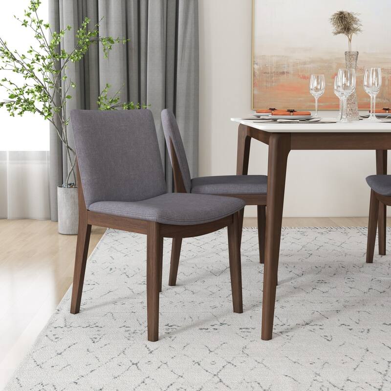 GDFStudio - Laura Mid-Century Modern Solid Wood Dining Chair Set with Upholstered Fabric, Set of 2 - 20"