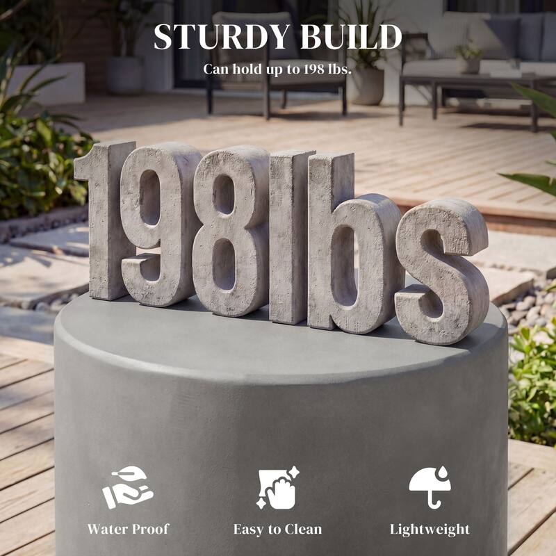 HOMCOM Lightweight Accent Table with Concrete Finish, Round Side Table with 4 Adjustable Feet for Indoor, Outdoor