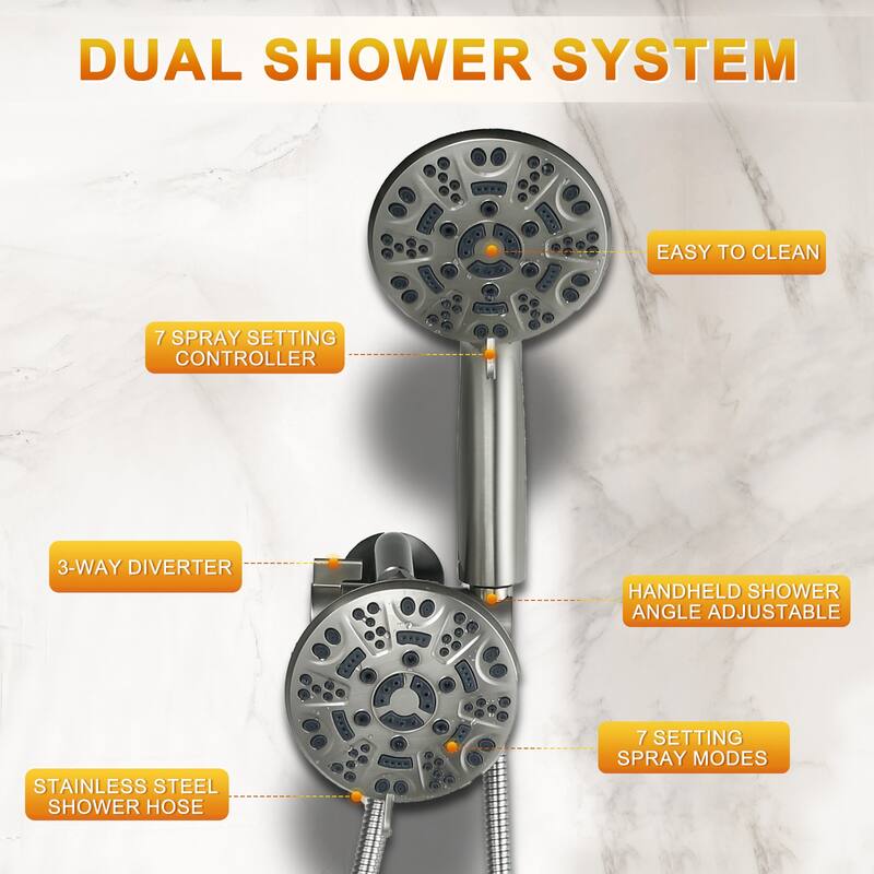 WOWOW Single-handle 7-Spray Dual Shower Head with Tub Spout